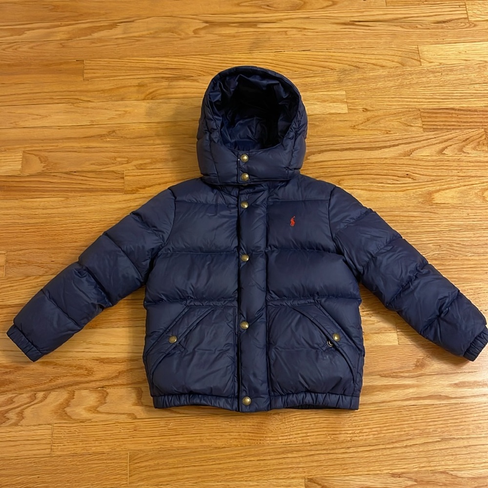 Ralph Lauren kids logo embroidered hooded padded jacket
